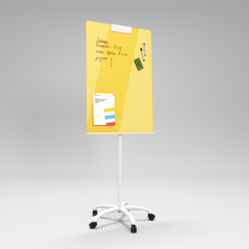 Флипчарт магнитно-маркерный желтый основа - цвет белый/черный