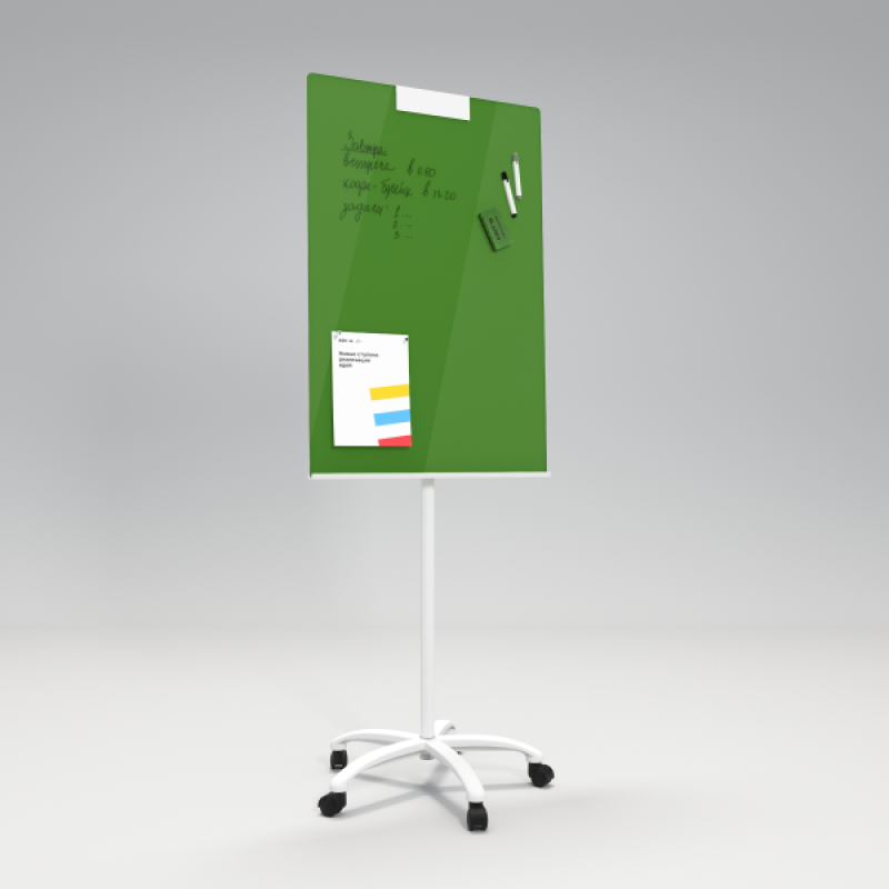 Флипчарт магнитно-маркерный зеленый основа - цвет белый/черный