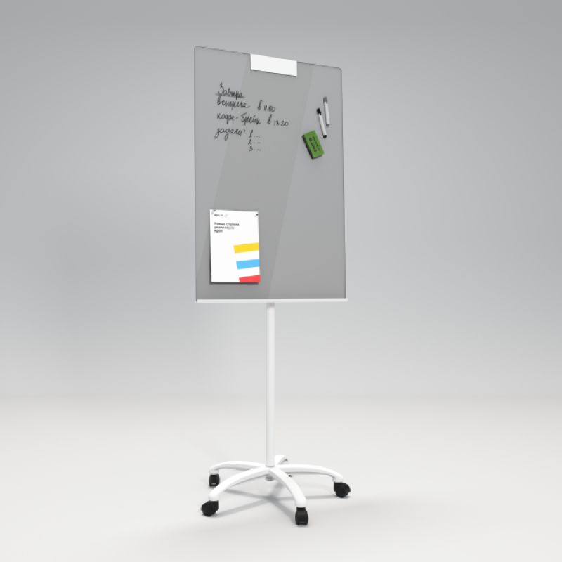 Флипчарт магнитно-маркерный серый основа - цвет белый/черный