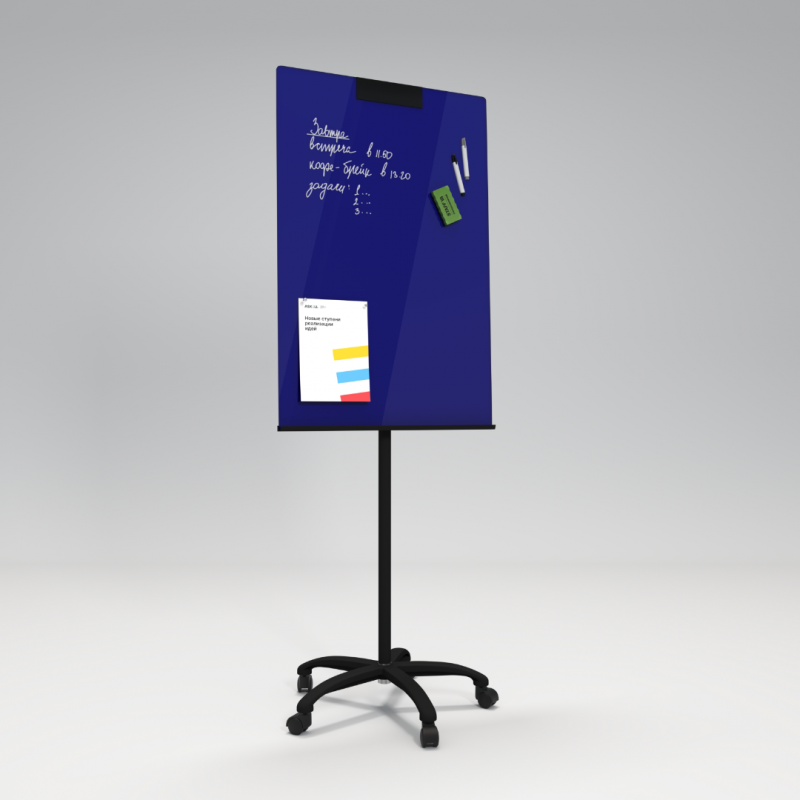 Флипчарт магнитно-маркерный синий основа - цвет белый/черный