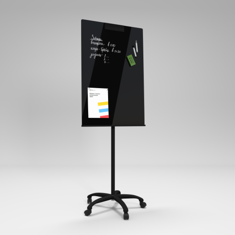 Флипчарт магнитно-маркерный черный основа - цвет белый/черный