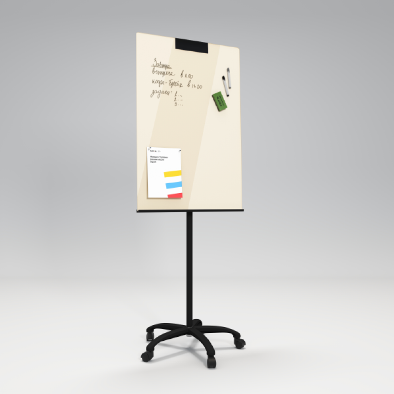 Флипчарт магнитно-маркерный бежевый основа - цвет белый/черный